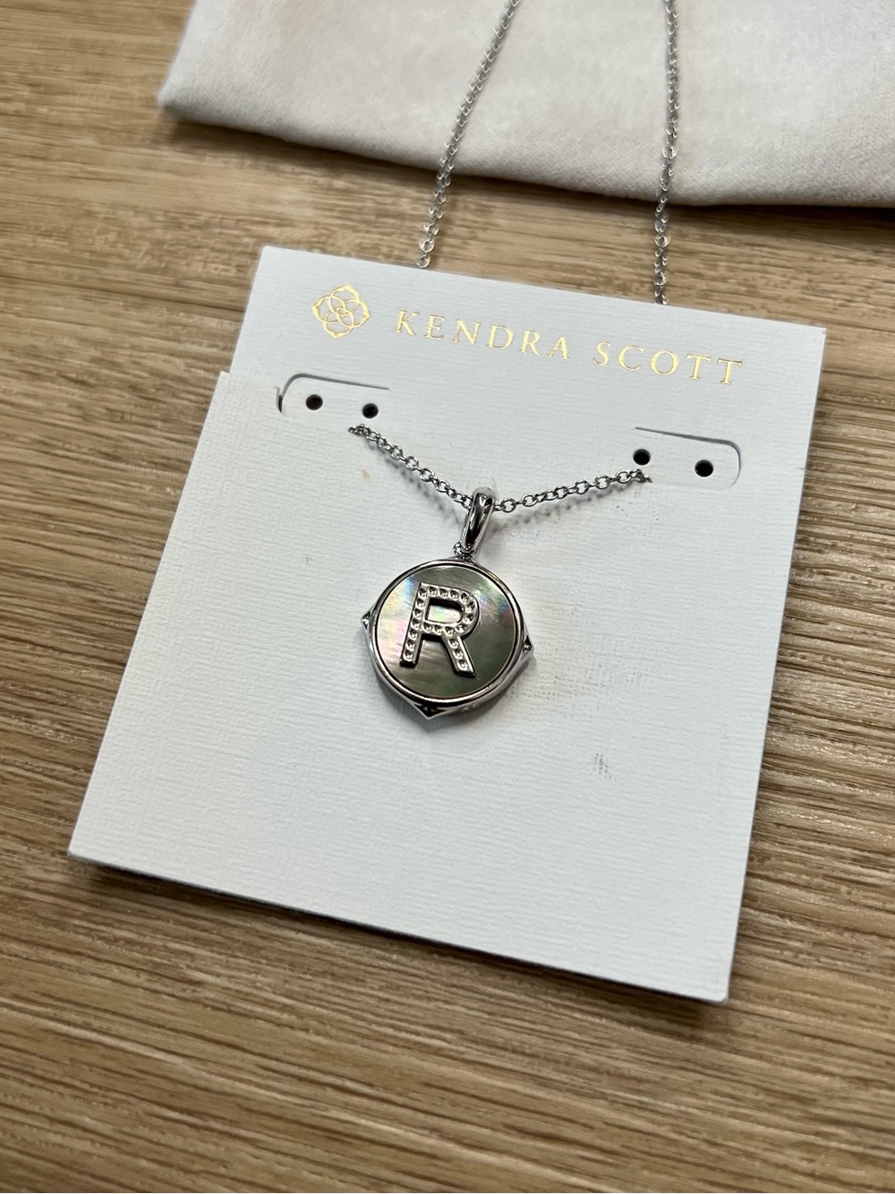 Kendra Scott Letter 'R' Initial Disc Pendant Necklace - Silver